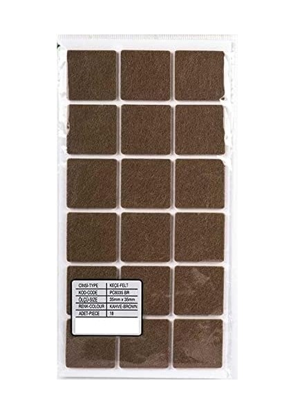 Yapışkanlı Keçe 35 * 35MM 18 Adet