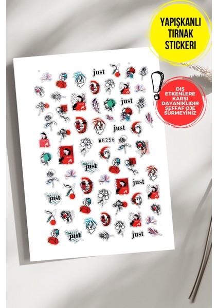 Yapışkanlı Şeffaf Kağıt Just Tırnak Dövmesi, Tırnak Tattoo, Nail Art, Tırnak Sticker