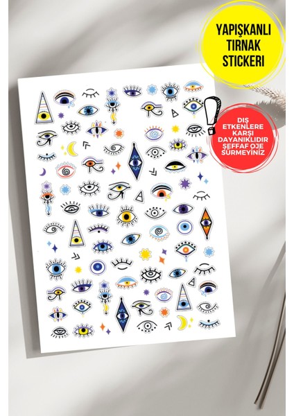 Yapışkanlı Şeffaf Kağıt Nazar Tırnak Dövmesi, Tırnak Tattoo, Nail Art, Tırnak Sticker