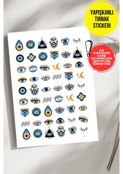 Yapışkanlı Şeffaf Kağıt Nazar Tırnak Dövmesi, Tırnak Tattoo, Nail Art, Tırnak Sticker