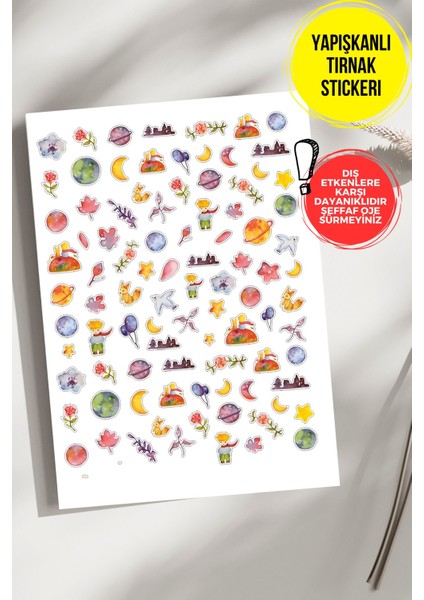 Yapışkanlı Şeffaf Kağıt Çiçek ve Gezegen Tırnak Dövmesi, Tırnak Tattoo, Nail Art, Tırnak Sticker