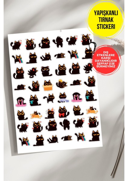 Yapışkanlı Şeffaf Kağıt Cat Tırnak Dövmesi, Tırnak Tattoo, Nail Art, Tırnak Sticker