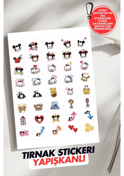 Yapışkanlı Karakter Tırnak Dövmesi, Tırnak Tattoo, Nail Art, Tırnak Sticker