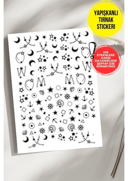 Yapışkanlı Şeffaf Kağıt Semboller Tırnak Dövmesi, Tırnak Tattoo, Nail Art, Tırnak Sticker