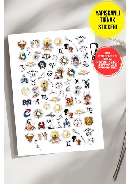 Yapışkanlı Şeffaf Kağıt Semboller Tırnak Dövmesi, Tırnak Tattoo, Nail Art, Tırnak Sticker