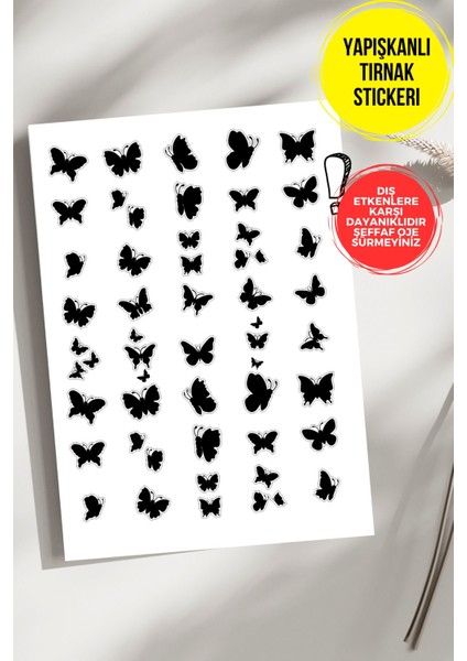 Yapışkanlı Şeffaf Kağıt Kelebekler Tırnak Dövmesi, Tırnak Tattoo, Nail Art, Tırnak Sticker