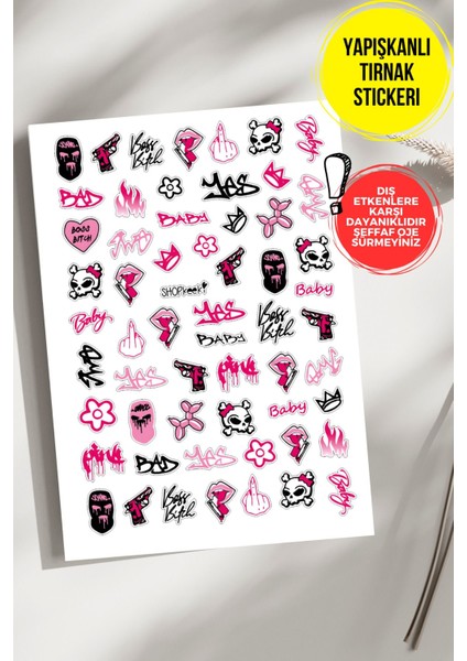 Yapışkanlı Şeffaf Kağıt Baby Tırnak Dövmesi, Tırnak Tattoo, Nail Art, Tırnak Sticker