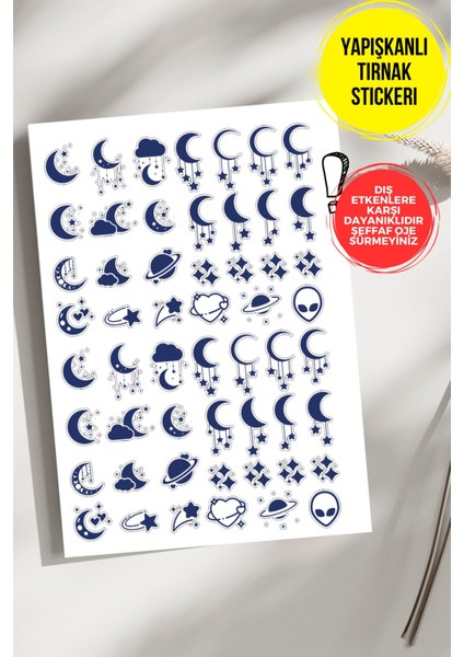 Yapışkanlı Şeffaf Kağıt Ay Tırnak Dövmesi, Tırnak Tattoo, Nail Art, Tırnak Sticker