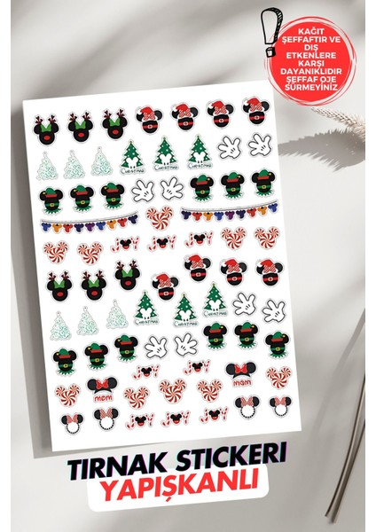 Yapışkanlı Christmas Tırnak Dövmesi, Tırnak Tattoo, Nail Art, Tırnak Sticker
