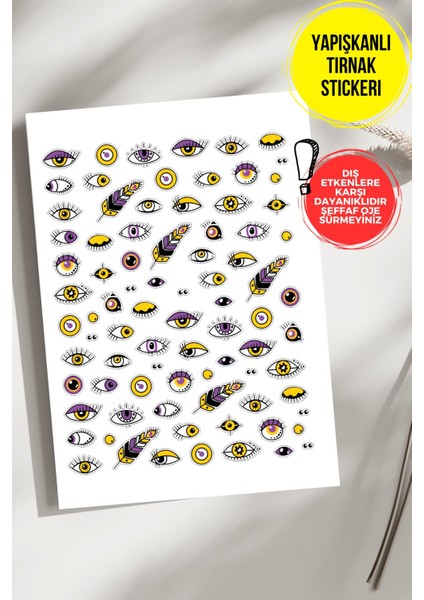 Yapışkanlı Şeffaf Kağıt Nazar Tırnak Dövmesi, Tırnak Tattoo, Nail Art, Tırnak Sticker
