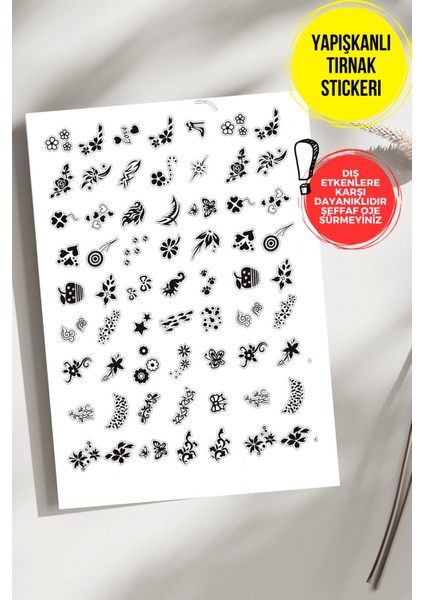 Yapışkanlı Şeffaf Kağıt Semboller Tırnak Dövmesi, Tırnak Tattoo, Nail Art, Tırnak Sticker