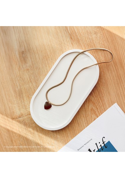 Kara Teke Collectıons - Dekoratif, Mücevher ve Fonksiyonel Organizer Oval Beton Altlığı, Eşya (Bej - Kırık Beyaz)