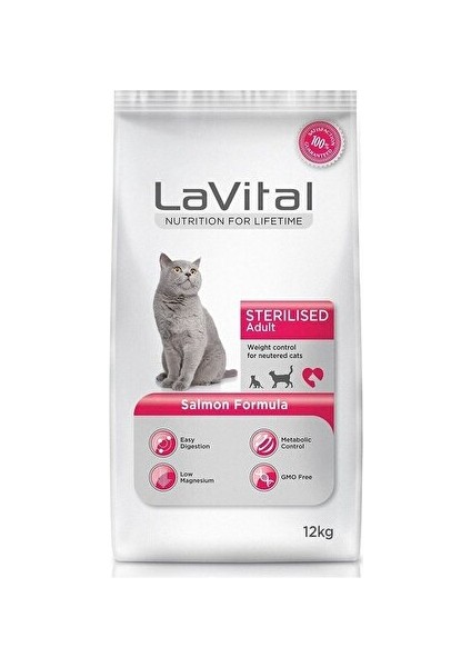 Sterilesed Somonlu Kısırlaştırılmış Yetişkin Kedi Maması 12 KG