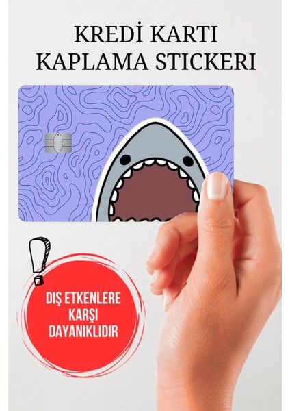 Köpek Balığı Kredi Kartı Kaplama Stickerı, Sticker, Yapışkanlı Kredi Kartı Stickerı