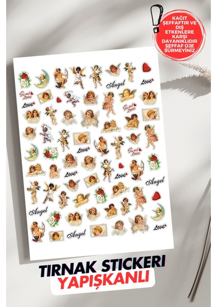 Yapışkanlı Melekler Tırnak Dövmesi, Tırnak Tattoo, Nail Art, Tırnak Sticker