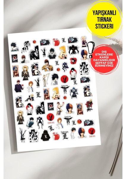 Yapışkanlı Şeffaf Kağıt Anime Tırnak Dövmesi, Tırnak Tattoo, Nail Art, Tırnak Sticker