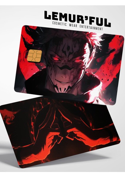 Jjk Sukuna Çift Taraflı Kredi Kartı Kaplama Stickerı, Sticker, Yapışkanlı Kredi Kartı Stickerı