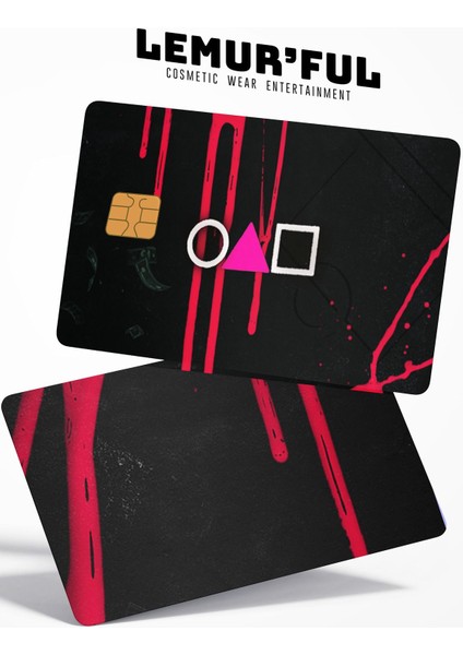 Squidgame Kart Çift Taraflı Kredi Kartı Kaplama Stickerı, Sticker, Yapışkanlı Kredi Kartı Stickerı