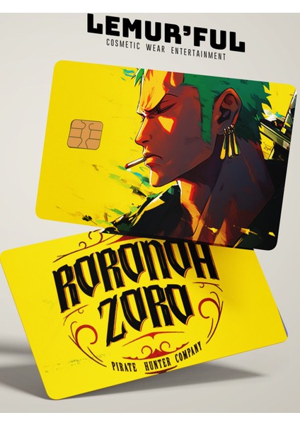 One Pıece Zoro Çift Taraflı Kredi Kartı Kaplama Stickerı, Sticker, Yapışkanlı Kredi Kartı Stickerı