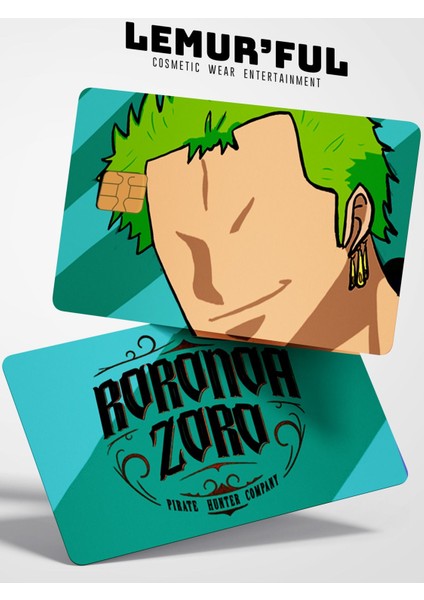 One Piece Zoro Çift Taraflı Kredi Kartı Kaplama Stickerı, Sticker, Yapışkanlı Kredi Kartı Stickerı