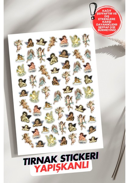 Yapışkanlı Melekler Tırnak Dövmesi, Tırnak Tattoo, Nail Art, Tırnak Sticker