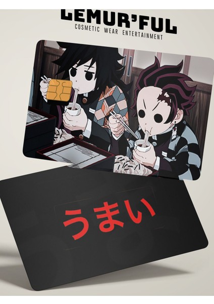 Demon Slayer Çift Taraflı Kredi Kartı Kaplama Stickerı, Sticker, Yapışkanlı Kredi Kartı Stickerı