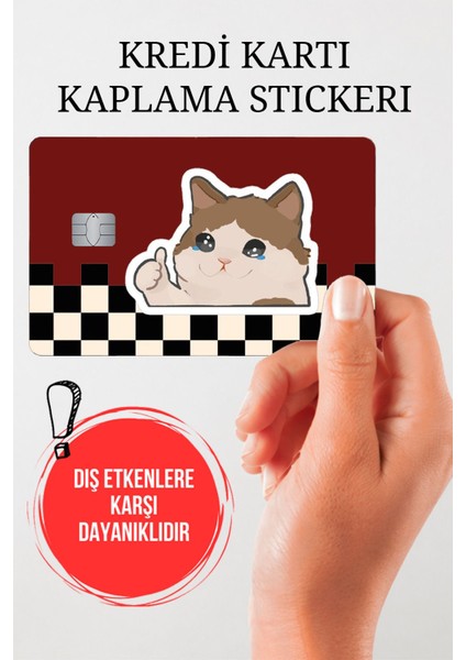 Kedi Kredi Kartı Kaplama Stickerı, Sticker, Yapışkanlı Kredi Kartı Stickerı