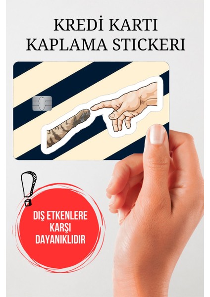 Kedi ve Insan Kredi Kartı Kaplama Stickerı, Sticker, Yapışkanlı Kredi Kartı Stickerı