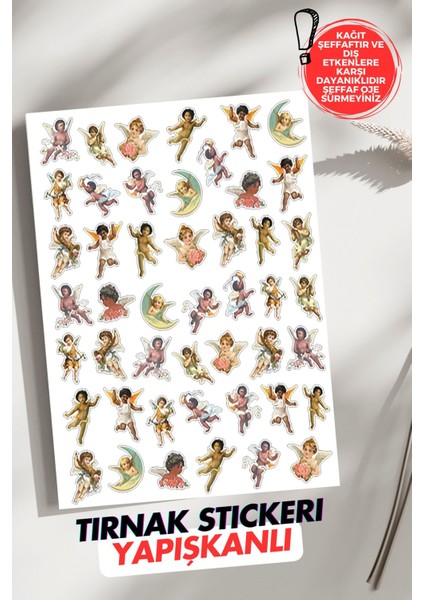 Yapışkanlı Melekler Tırnak Dövmesi, Tırnak Tattoo, Nail Art, Tırnak Sticker