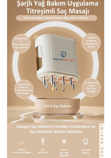 Mikroakım ve Kırmızı Işık Teknolojili Saç Masaj Aleti