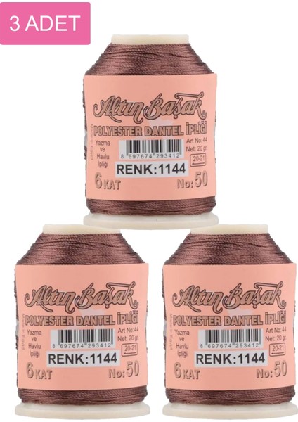 3 Adet Altınbaşak Oya ve Dantel Ipi 20 gr - Royaleks - No: 1144