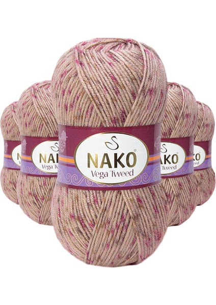 5 Adet Vega Tweed Premium Akrilik El Örgü ipi Yünü No: 31758