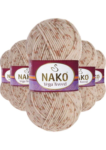 5 Adet Vega Tweed Premium Akrilik El Örgü ipi Yünü No: 35032