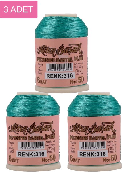 3 Adet Altınbaşak Oya ve Dantel Ipi 20 gr - Royaleks - No: 316