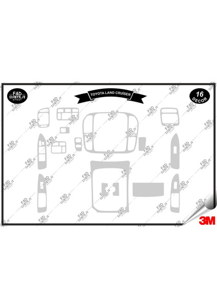 Toyota Land Cruiser 1998 - 2003 Torpido Konsol Trim Göğüs Maun Kaplama Set 16 Parça Gümüş Renk