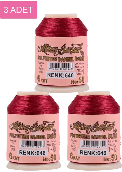3 Adet Altınbaşak Oya ve Dantel Ipi 20 gr - Royaleks - No: 646