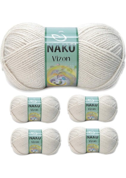5 Adet Vizon Premium Akrilik El Örgü ipi Yünü Renk NO:6383 Mantar Beji