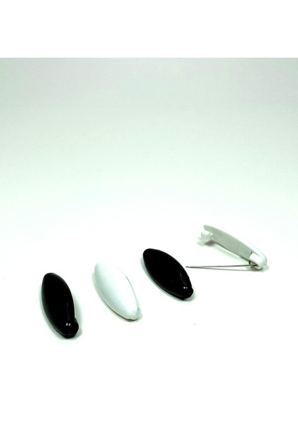 4 Adet Plastik Çengelli Eşarp ve Şal Iğnesi Siyah Beyaz 4 cm