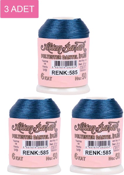 3 Adet Altınbaşak Oya ve Dantel Ipi 20 gr - Royaleks - No: 585