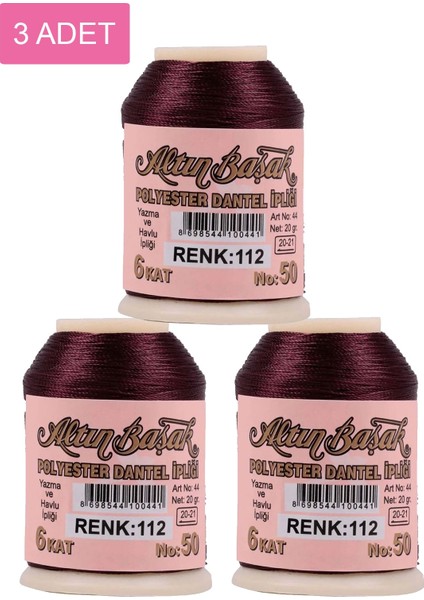 3 Adet Altınbaşak Oya ve Dantel Ipi 20 gr - Royaleks - No: 112