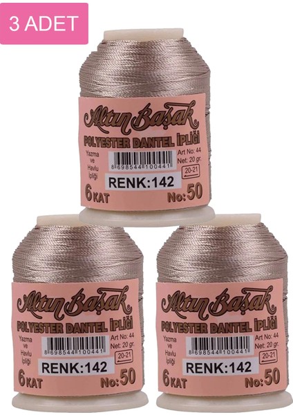 3 Adet Altınbaşak Oya ve Dantel Ipi 20 gr - Royaleks - No: 142
