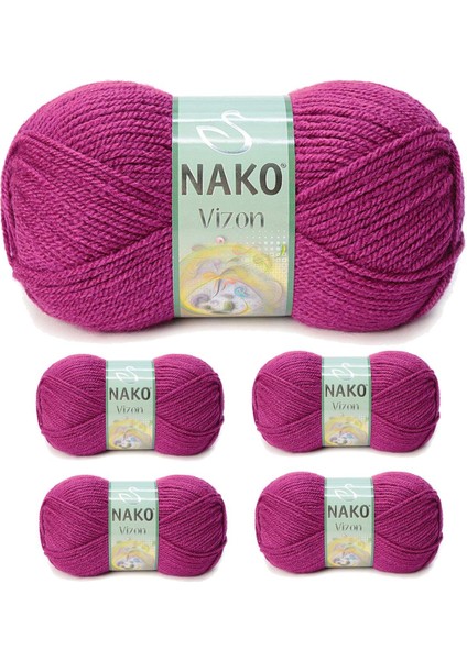 5 Adet Vizon Premium Akrilik El Örgü ipi Yünü Renk NO:6964 Küpeli