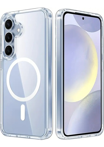 Samsung Galaxy S25 PLUS Şeffaf Magsafe Magnetik Kamera Çıkıntılı Kılıf Kablosuz Şarj Uyumluluğu, Darbe Emici