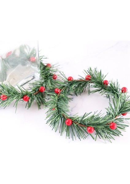 Adet Holly Berry Mum Halkası Küçük Yapay Kırmızı Meyveler Çam Iğneleri Çelenk Noel Çelenk Süsler Dekor (Yurt Dışından) modelleri