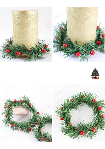 Adet Holly Berry Mum Halkası Küçük Yapay Kırmızı Meyveler Çam Iğneleri Çelenk Noel Çelenk Süsler Dekor (Yurt Dışından) indirimleri