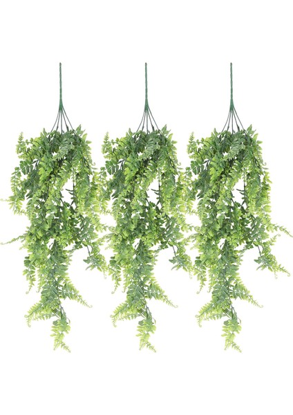 Adet Yapay Asılı Eğrelti Otları Bitkiler Asma Sahte Sarmaşık Boston Fern Asılı Bitki Açık Uv Dayanıklı Plastik Bitkiler (Yeşil) (Yurt Dışından)