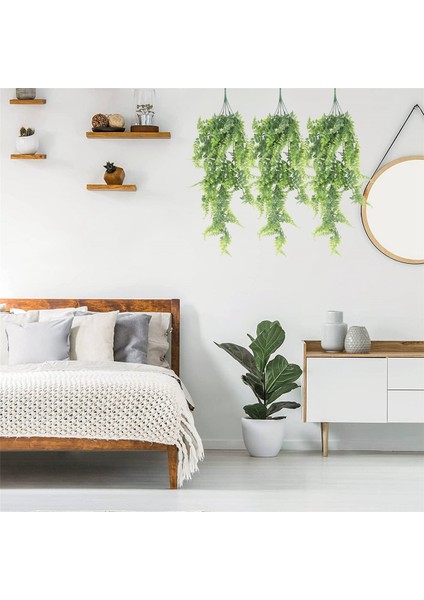 Adet Yapay Asılı Eğrelti Otları Bitkiler Asma Sahte Sarmaşık Boston Fern Asılı Bitki Açık Uv Dayanıklı Plastik Bitkiler (Yeşil) (Yurt Dışından)