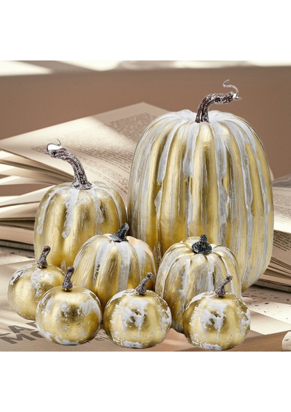 8 Adet Çeşitli Sonbahar Yapay Kabaklar Altın Fırçalanmış Beyaz Kabaklar Dekoratif Kabaklar Köpük Kabaklar (Yurt Dışından) fiyatları