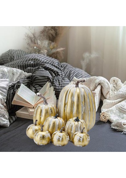 8 Adet Çeşitli Sonbahar Yapay Kabaklar Altın Fırçalanmış Beyaz Kabaklar Dekoratif Kabaklar Köpük Kabaklar (Yurt Dışından) indirimleri