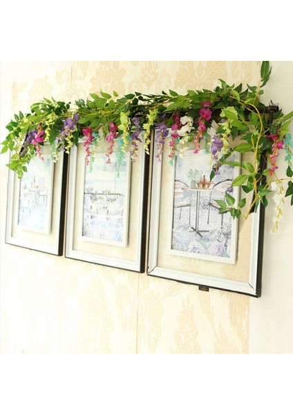 Adet 7ft / Adet Yapay Wisteria Vine, Çiçek Çelenk Wisteria Vine Rattan Açık Töreni Için Asılı Çiçekler, Beyaz (Yurt Dışından)